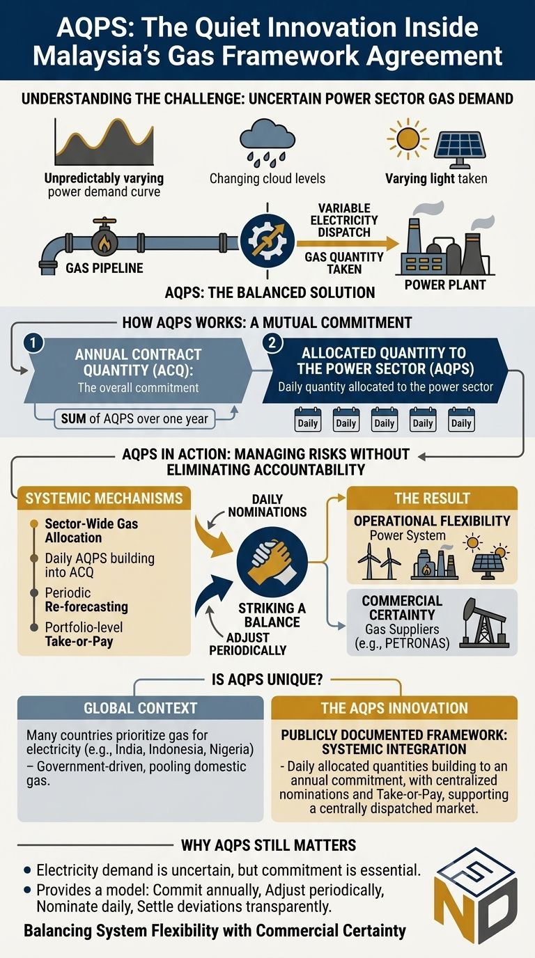 How AQPS works under Malaysia's Gas Framework Agreement — from uncertain power sector gas demand through daily allocation to commercial certainty