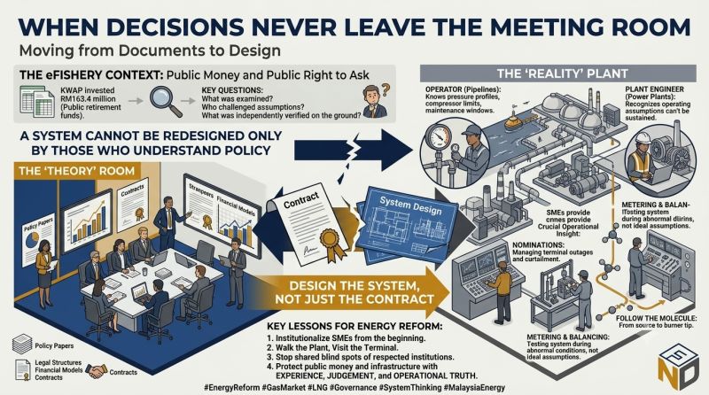 When decisions never leave the meeting room: moving from documents to design. The theory room of policy papers, contracts and financial models set against the reality plant of operators, plant engineers, nominations, metering and balancing