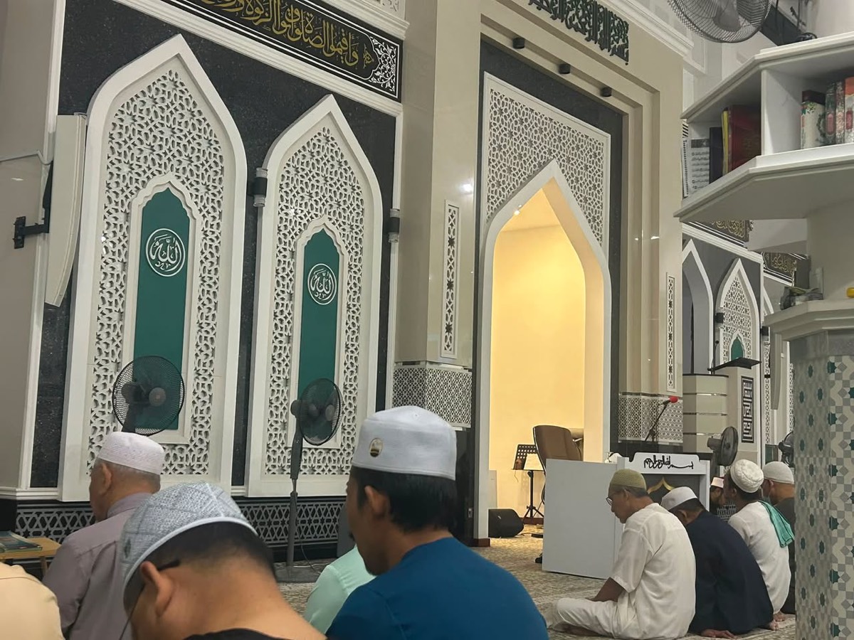 Congregants at Subuh prayers inside Masjid At Taqwa Bukit Mahkota